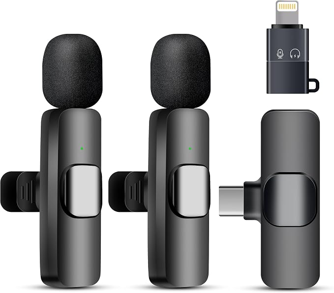Wireless Microphone for iPhone iPad and Android Phone, 2 Pack Wireless Lavalier Lapel Mic with Noise Reduction, Plug and Play Mini Microphone for Video Recording Interview Podcast YouTube TikTok Vlog - Image 2