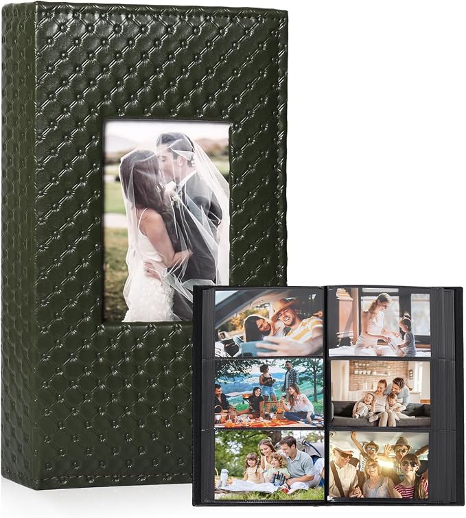 RECUTMS Photo Album 4x6 Pictures, 300 Pockets Large Capacity Picture Album | Acid-Free Black Pages, Leather Cover, Horizontal Pockets, Custom Photo Cover, Perfect for Wedding, Family&Trave by RECUTMS