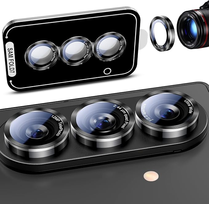 Uyiton for Samsung Galaxy Z Fold 8 Ultra/Z Fold 7 Camera Lens Protector | Military-Grade Sapphire Glass Rear Camera Screen Cover - [Easy to Install] Ultra HD Clear Lens Protector, Black+Silver - Image 8