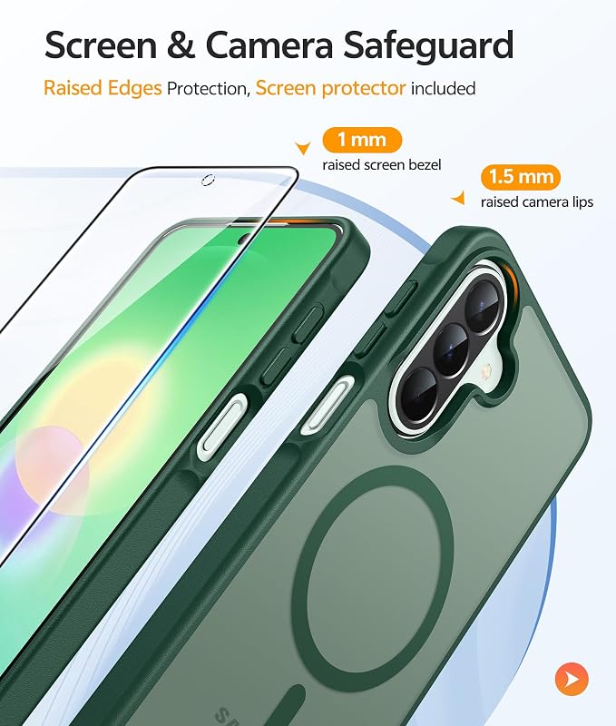FNTCASE for Galaxy A27 5G Phone Case, Fit for Magsafe, Screen Protector | Translucent Matte, 14FT Military Grade Drop Protection, Slim Shockproof Protective, for Samsung A 27 4G Cover, Green - Image 4