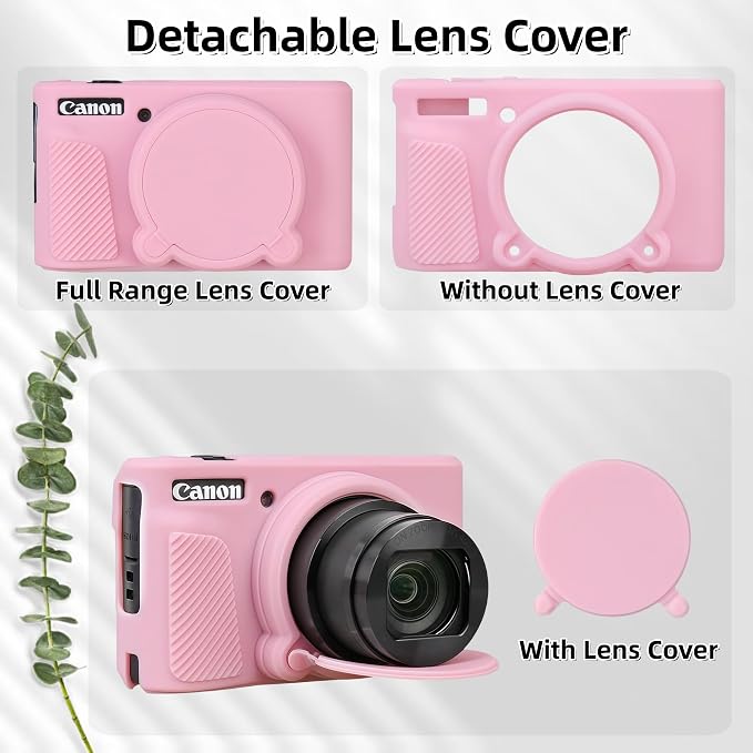 Camera Case for Canon PowerShot SX740/ SX730 Digital Camera, SX740 HS Case | Soft Silicone Protective Case Removable Lens Cover, Comes with 2 Screen Protectors and 1 Wrist Strap. (Pink) - Image 4