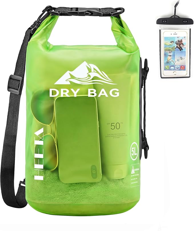 HEETA Dry Bag Waterproof Backpack with Phone Case 5L/10L/20L/30L/40L | Roll Top Lightweight Dry Storage Bag for Women Men, Travel Boating Kayaking Paddle Board Camping Beach Essentials Accessories by HEETA
