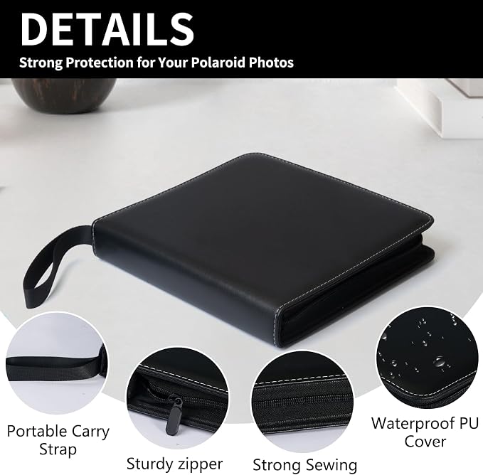 Polaroid Photo Album Book with 240 Pockets 3.5x4.25 Inch Pictures Fits for Polaroid i-Type, 600, SX-70，Go instant photos and Fujifilm Instax Wide Square Photos（Black） - Image 3