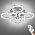 Modern Ceiling Light, 8 Rings 26.8'' Dimmable LED 106W Flush Mount Ceiling Lights with Remote Acrylic Crystal Round Ceiling Light Fixture, Bedroom Living Room Dining Room, Chrome by OKELI