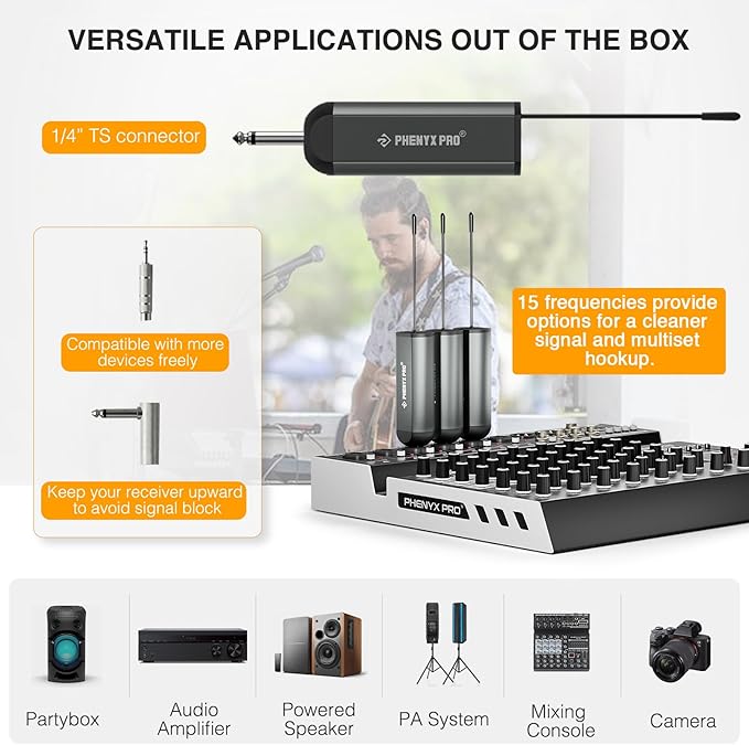 Phenyx Pro Dual Digital Headset/Lapel Wireless Microphone System PDP-2-2B | 2 Bodypack Transmitters, Mini Receiver, 2 x 15 Frequencies, Hands-Free Vocals, Karaoke - Image 6
