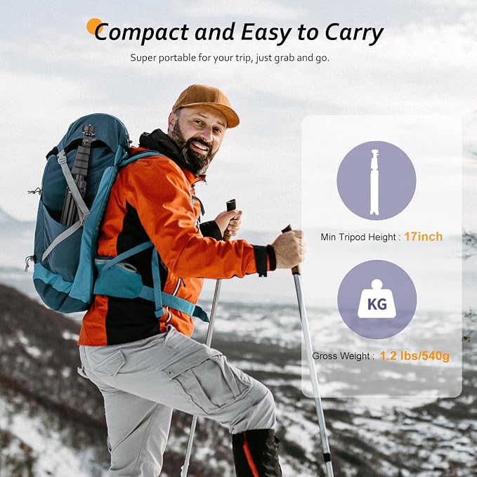 Aureday 62" Phone Tripod Accessory Kits, Camera & Cell Phone Tripod Stand with Wireless Remote and Universal Tripod Head Mount, Perfect for Selfies/Video Recording/Vlogging/Live Streaming (Pack of 2) - Image 7