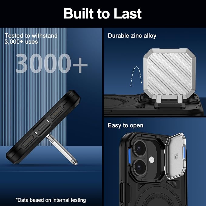iPhone 17 Case with Cover Stand, Magnetic Case with Camera Cover Lens Protector Phone Cover Grip Stand MagSafe for iPhone 17 Pro Military-Grade Shockproof CASE Kickstand for iPhone 17, 6.3 inch, Black - Image 7