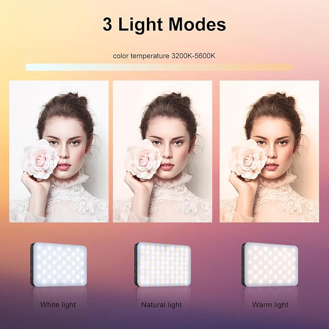 King Ma Selfie Light, LED Light with 3 Modes & Clip Rechargeable Vlog Light | Portable LED Selfie Light with Clip & 3 Modes for iPhone/ Camera/ Computer Rechargeable Vlog Light for TikTok Streaming-Video - Image 3