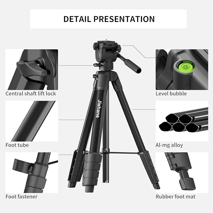 Travel Camera Tripod, Lightweight Stand for Canon, Spotting Scopes | Portable Phone Stand with Wireless Remote and Carry Bag, Max Load 11lb, Compatible with Canon EOS Rebel, DSLR, iPhone, Nikon - Image 7