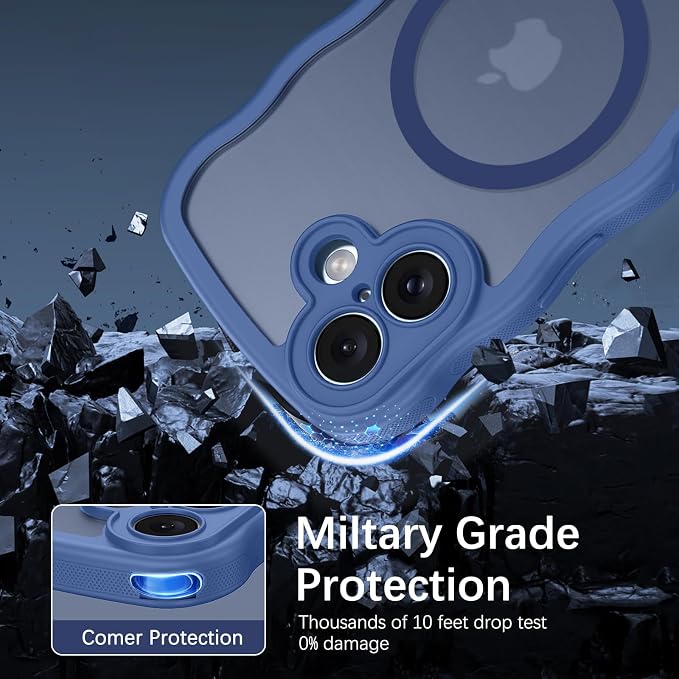 BENTOBEN Magnetic for iPhone 17 Case, Cute Wavy Full Camera Protection [Compatible with MagSafe] Translucent Matte Anti-Slip Bumper Women Girls Boys Protective Cover for 17 6.3", Sierra Blue - Image 3