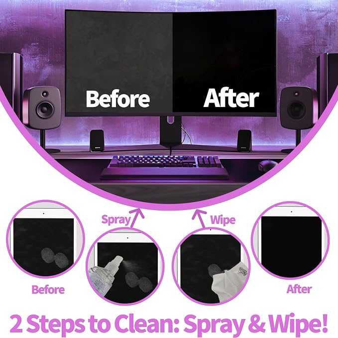 2 Pack Electronic Screen Cleaner Spray, Hatstart Cell Phone Touch Screens Cleaning for TV Laptop Computer Tablet PC LCD Flat Screens and Car Display, Compatible with iPhone iPad MacBook Pro, Pink - Image 4