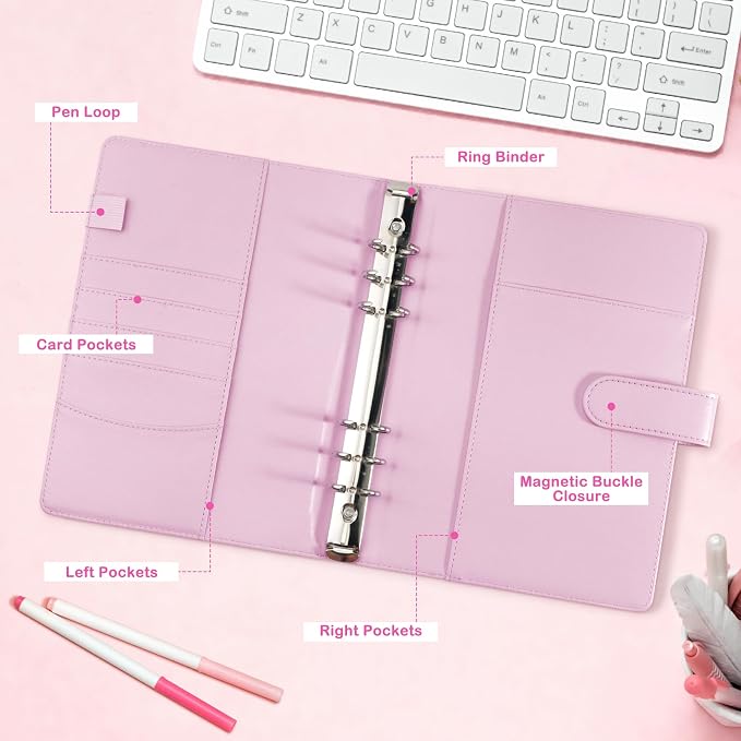 A5 Kpop Photocard Binder with 30 Pack 4-Pocket Card Pages, 6 Ring A5 Binder Card Collector Album with 240 Card Slots,PU Leather Binder Cover with Magnetic Buckle Closure for Organizing Trading Card - Image 6