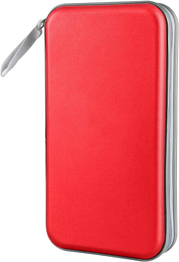 Siveit CD DVD Cases 96 Capacity Disc Storage Binder for Car(Red) | Hard Plastic CD DVD Disc Cases Storage Binder Wallet for Car Home Office Travel by Siveit
