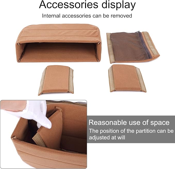 Backpack Shockproof Camera Inserts Bag,Camera Lens Divider Storage | DIY Adjustable Dividers,Soft Padded Protection,with Cover,Fits Sony Canon Nikon, Travel Commute,13.38(L)x3.15(W)x8.66(H) - Image 4