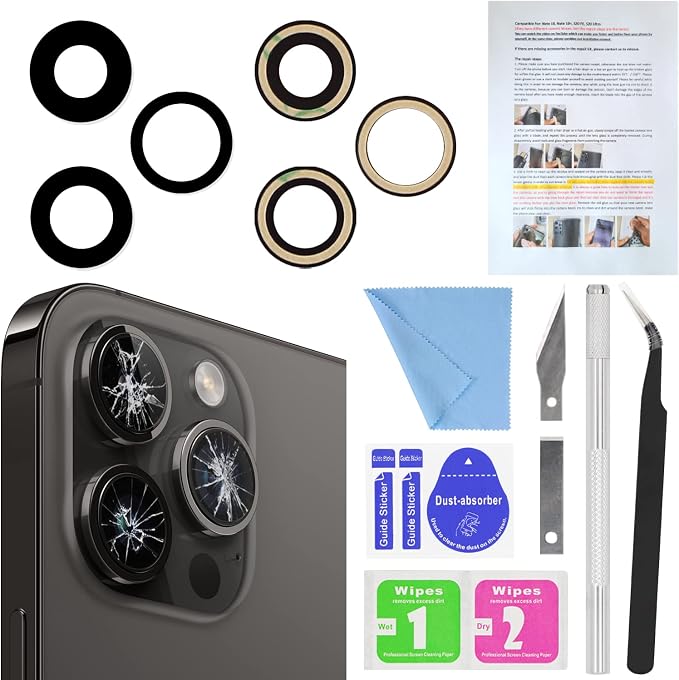 ASDAWN Back Rear Camera Lens Glass Replacement for iPhone 14 Pro Max 6.7 Inches with Pre-Installed Adhesive, ASDAWN Back Camera Lens Glass kit with Installation Manual + Repair Tool Set by ASDAWN