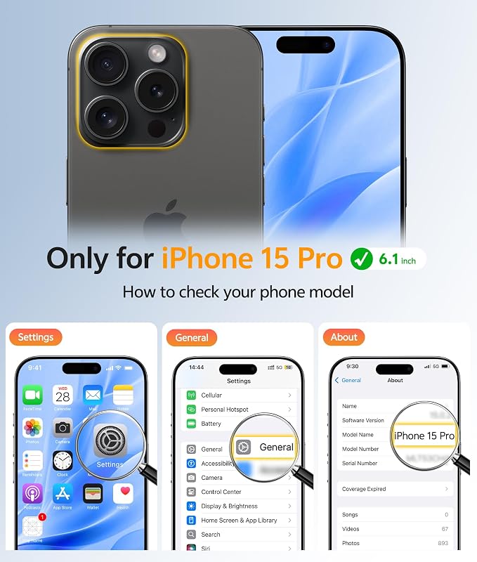 FNTCASE for iPhone 15 Pro Case, Fit for Magsafe, Screen Protector, Black | Full Camera Protection, Translucent Matte, 14FT Military Grade Drop Proof, Shockproof Protective Phone Cover - Image 3