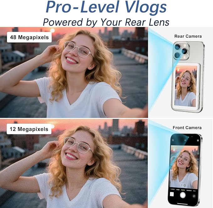 Wireless Magnetic Selfie Monitor Screen for iPhone 16 & older & Android | Bluetooth Remote Control; 1800mAh; Up to 3 Hours Runtime (Not for Google Pixel) - Image 2
