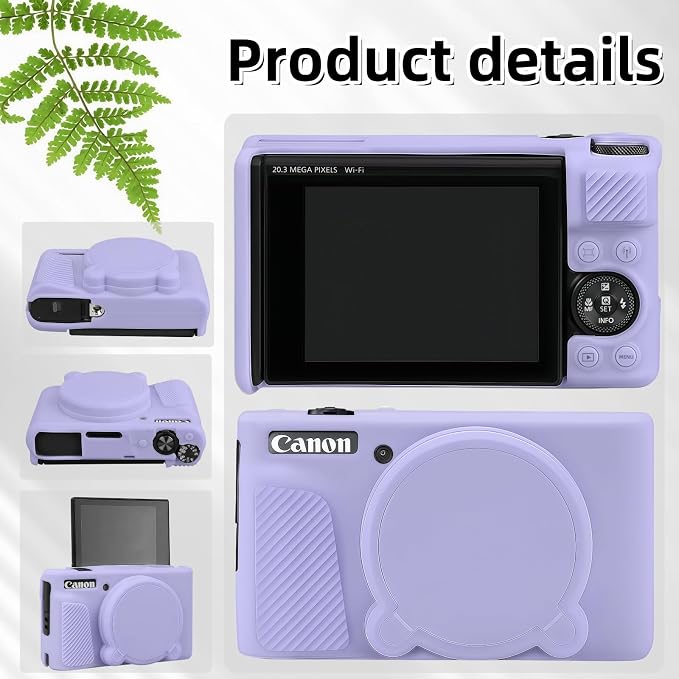 Camera Case for Canon PowerShot SX740/ SX730 Digital Camera, SX740 HS Case | Soft Silicone Protective Case Removable Lens Cover, Comes with 2 Screen Protectors and 1 Wrist Strap. (Lilac) - Image 5