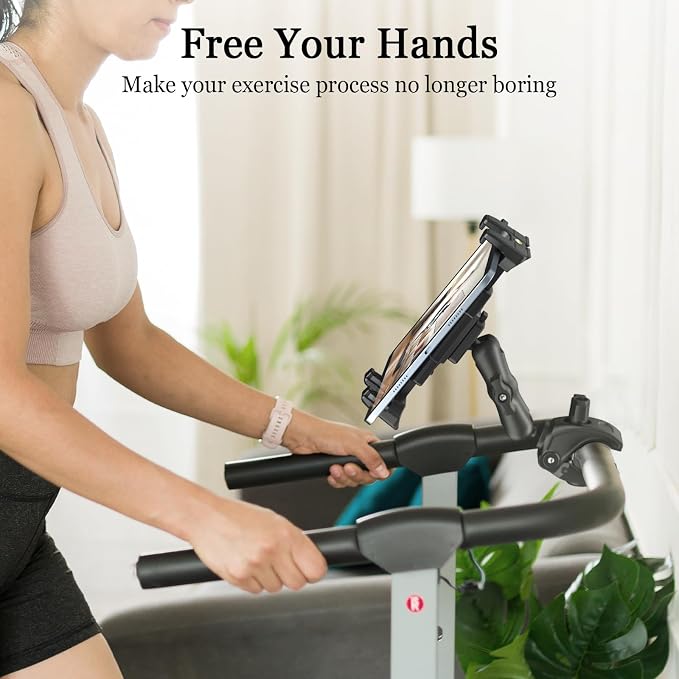 OHLPRO Tablet Mic Stand Holder for iPad Treadmill Handlebar Clamp, Mount for Spin Bike Microphone Peloton Stroller, Fit 5-13” iPad Pro 12.9 Air Mini, Galaxy Tab, iPhone, Fire HD 10 - Image 3