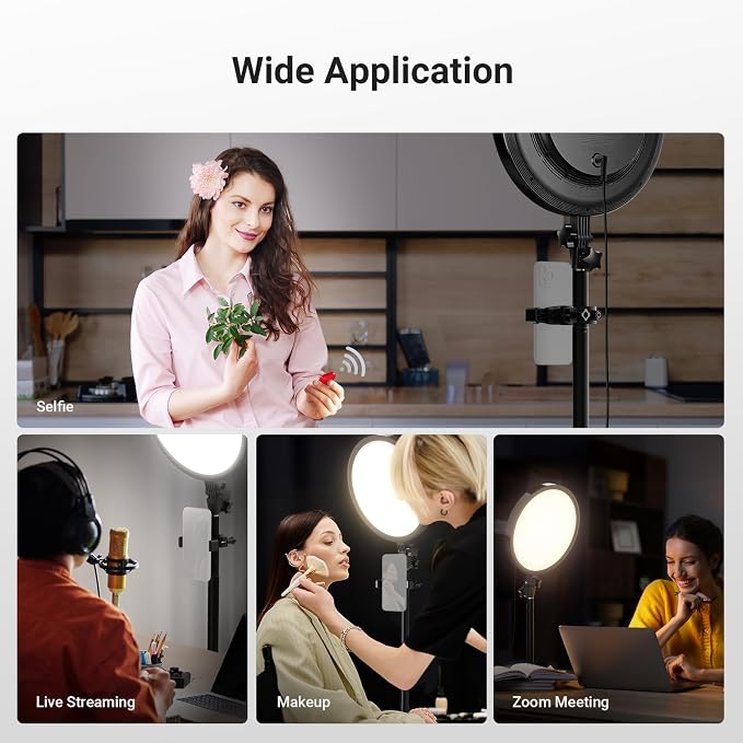 NEEWER Basics 13" 45W Large Ring Light with 66" Stand, 3000K-6500K CRI95+ Full Screen LED Panel Lighting with Phone Holder/Remote for Video Recording Selfie Streaming Makeup Studio Photography, BR45B - Image 9