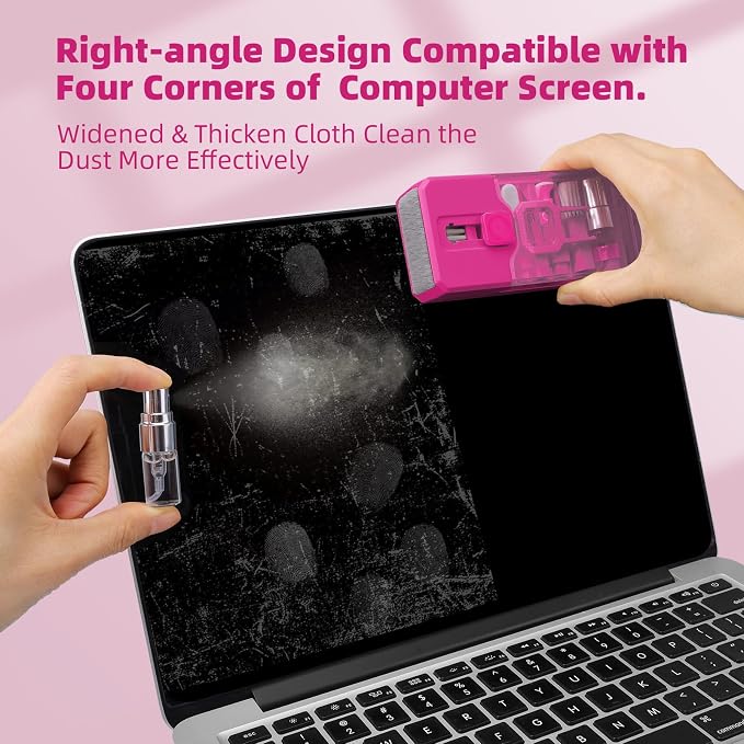 Keyboard Cleaner & Laptop Cleaning Kit, All-in-1 for Computer PC, HotPink | Electronics Deep Cleaning Reusable Brush Tool, Screen-Safe Spray, for iPhone iPad Macbook Airpod Camera, Gaming Accessories - Image 3