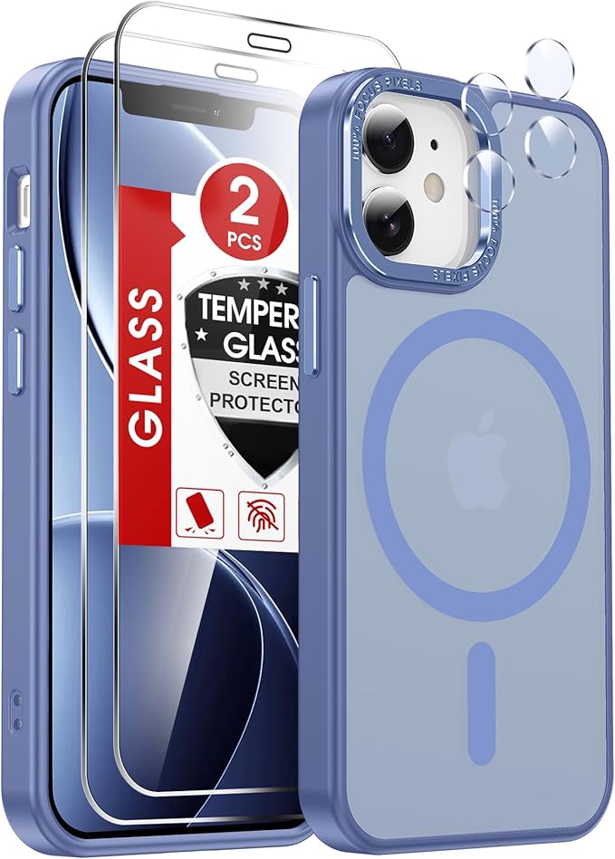 LeYi for iPhone-12 Mini Case/iPhone-13 Mini Phone Cases Blue:[ Screen Protector X2+ Camera Cover X2] Compatible with Magsafe i iphone12 12mini Slim Protective Magnetic Funda para 13mini, Light Blue by LeYi