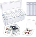 Press on nail storage 12 PCS Acrylic Nail Storage Box - Portable Versatile Organizer for Press - On Nails, Jewelry and More with 60 Pcs Adhesive Double Sided Tape by Oskrieel