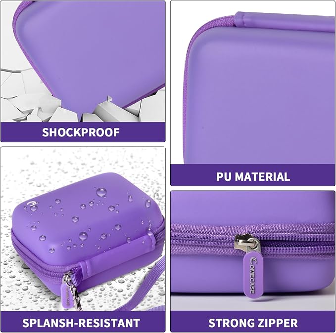Comecase Digital Camera Case for Kodak PIXPRO FZ45 FZ55, Dark Purple | Fits Cameras up to 4.33 x 3.07 x 2.3 in, Pre-Cut Foam, Elastic Strap&Hand Strap, Mesh Pocket for Accessories, Case Only - Image 4