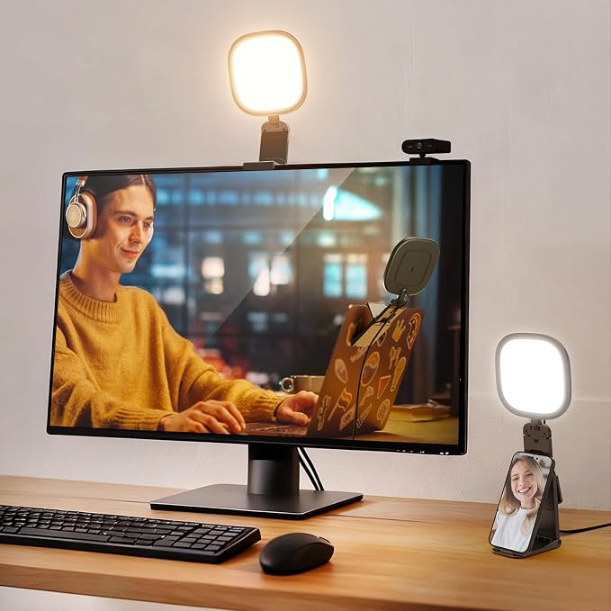 NEEWER BASICS 5" Monitor Light with Stand, Zoom Lighting for Video Conference, 10W Bi Color Edge Lit CRI95 USB LED Panel Ring Light for Desk Computer Laptop Webcam Video Call Streaming Recording, NL10 by Neewer