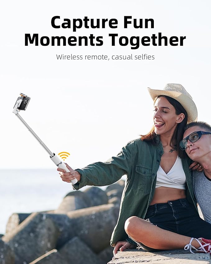 TODI 63" Phone Tripod, Extendable Selfie Stick with Wireless Remote and Phone Holder, Portable All-in-1 Cell Phone Tripod Stand for Video Recording, Compatible with iPhone/Android (White) - Image 3
