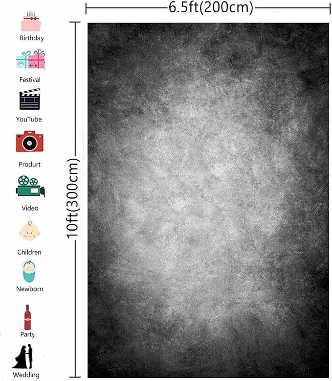 6.5x10ft Abstract Black Gray Portrait Photography Backdrops Photo Studio Prop Background for Children Adult - Image 4