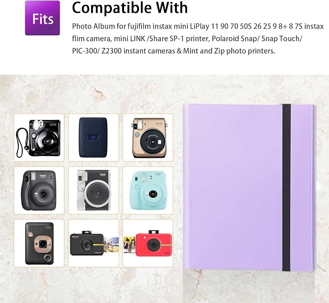 432-Pocket Photo Album for Fujifilm Instax Mini Instant 2x3'' Photos | Fits Polaroid Snap, PIC-300 ,Z2300 Camera, Mini Link Pinter, Photo Book for Birthday, Anniversary, Family Memories, Purple - Image 7