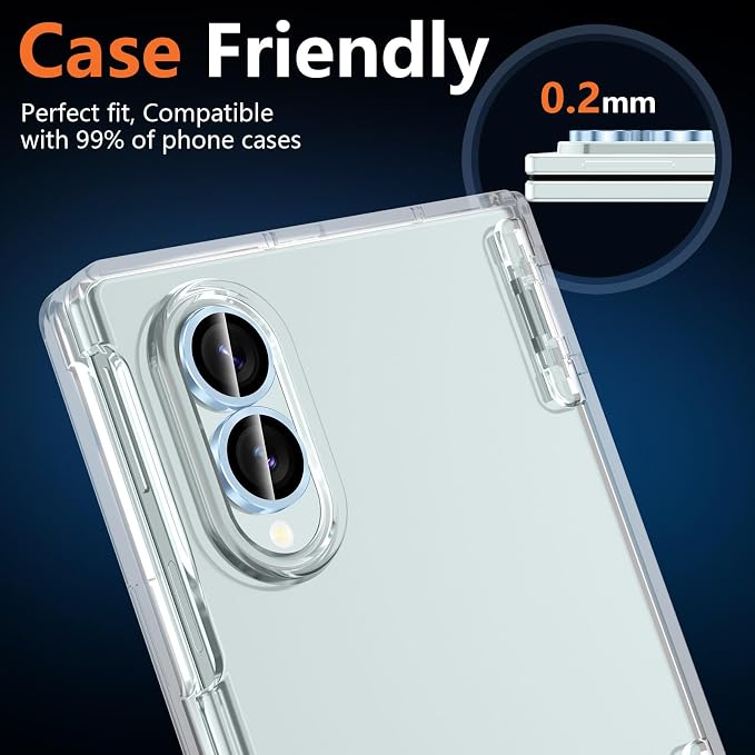 for Samsung Galaxy Z Fold 8 Camera Lens Protector, Individual Metal Ring Tempered Glass Lens Cover, [Strong Adsorption] Scratch Resistant Ultra-Thin HD Clear Lens Cover, 1 Set-Blue - Image 6