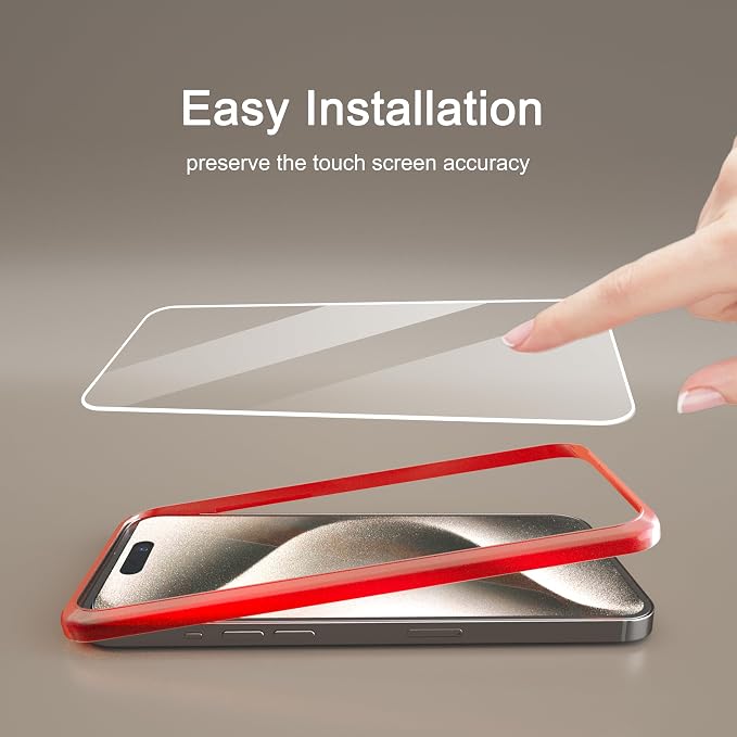 Ailun Screen Protector + Camera Lens Protector for iPhone 15, 3+3 Pack | 6.1 inch,Tempered Glass Film, Case Friendly, Installation Frame, HD - Image 2