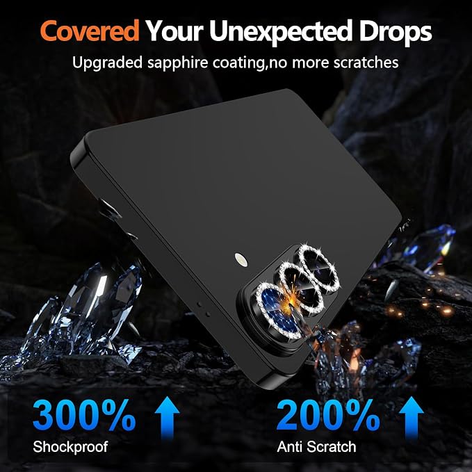 for Samsung Galaxy S26 Plus Camera Lens Protector, Individual Metal Ring Tempered Glass Lens Cover, [Strong Adsorption] Scratch Resistant Ultra-Thin HD Clear Lens Cover, 1 Set-Black Diamond - Image 5