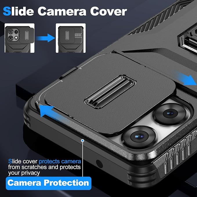 for Moto G Play 5G 2025 Case with Sliding Camera Lens Cover,HD Screen Protector,360° Rotating Ring Kickstand,AYMECL Military-Grade Shockproof Protective Cover for Motorola G Power 2025,Black - Image 3