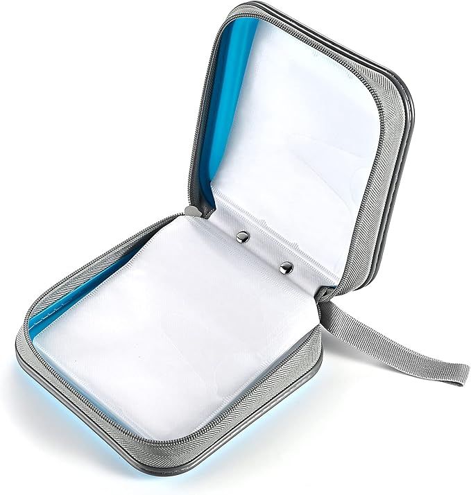 LIOVODE DVD Case, 48 Capacity Hard Plastic CD Case Holder for Car | DVD Storage, Hand Strap, Zipper Closure, Scratch-Resistant Sleeves, CD Storage for Music Blu-Ray Game Disc for Travel Office - Image 4