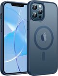 FNTCASE for iPhone 12 Pro Max Case, Fit for Magsafe, Translucent Matte Back | Strong Magnetic Charging, Shock Absorbent, 14FT Military Grade Drop-proof, Anti Slip, Blue by FNTCASE