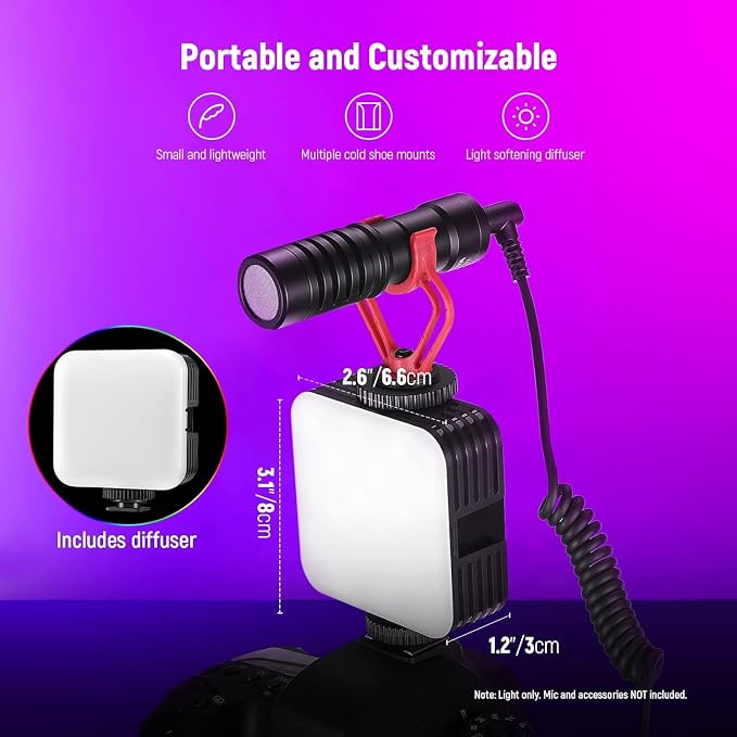 NEEWER Magnetic RGB Camera Light, 360° Full Color RGB61 Small LED Panel Video Light with 3 Cold Shoe Mounts/CRI 97+/20 Scene Modes/2500K-8500K/2000mAh Portable Recording Photography Selfie Lighting - Image 3