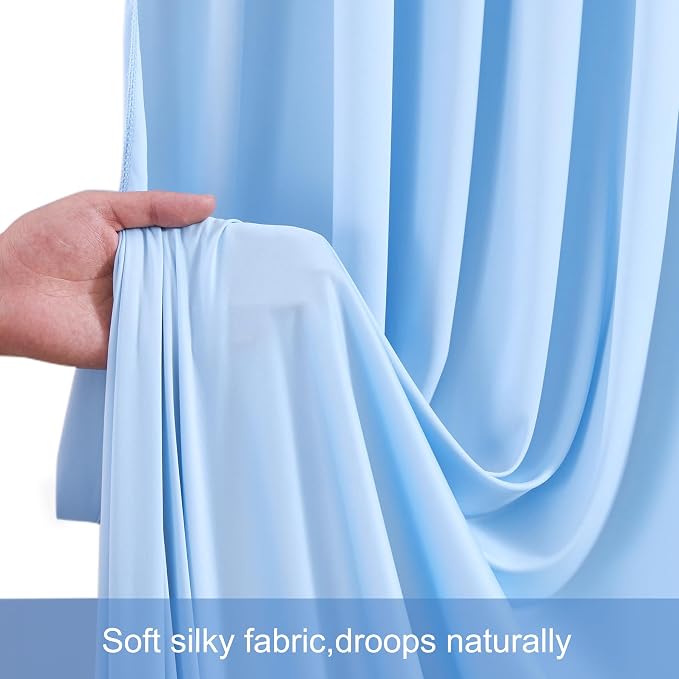 10 Panels Baby Blue Backdrop Curtains for Wedding Party Wrinkle Free Backdrops Curtain Drapes Fabric Decorations Photo Back Drop Cloth for Baby Shower Photography Stage Reception 50ft(W) x 12ft(H) - Image 6