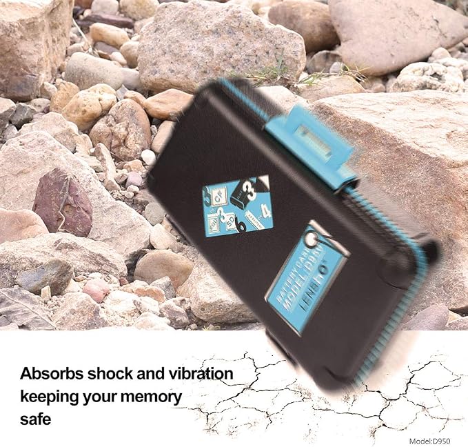LENSGO Camera Battery Memory Card Case, Memory Card Hard Protector Case Water-Resistant Anti-Shock Storage Box for 3 Camera Batteries 3 XQD or 3 CF Cards 6 SD Cards（Blue） - Image 5