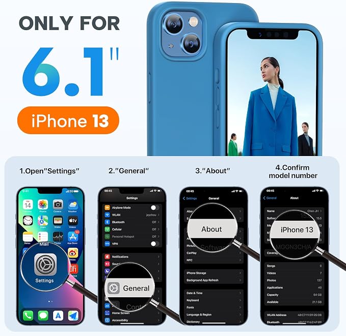 Miracase Silicone for iPhone 13 Case, Capri Blue | Soft Anti-Scratch Microfiber Lining, Premium Silicone Cover Shockproof Drop Protection Phone Case for 13 - Image 6