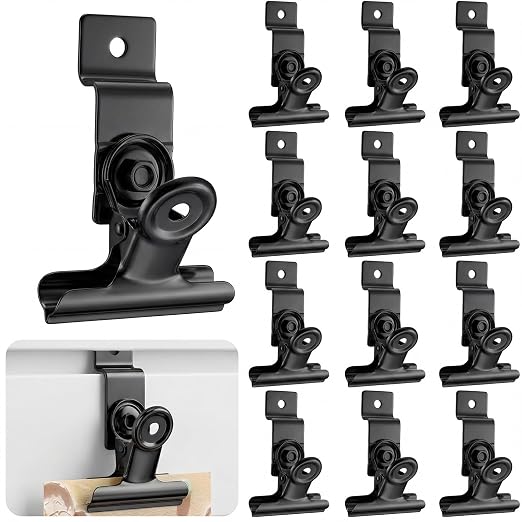 Duraaamo 12 Pack Chrome Slatwall Clips 2 Inch Wall Mounted Slatwall Display Hooks Hangers Slatwalls Storage Clips Accessories for Clothing Photo Frame Painting Arts Center Commercial Display(Black) by Duraaamo