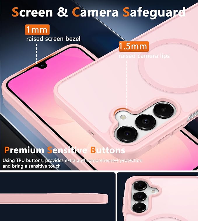 FNTCASE for Galaxy A26 5G Phone Case, Fit for Magsafe, Screen Protector | Translucent Matte, 14FT Military Grade Drop Protection, Slim Shockproof Protective, for Samsung A 26 4G Cover, Light Pink - Image 7