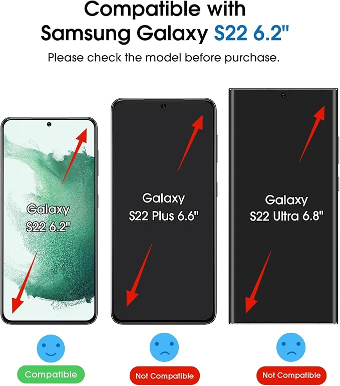 amFilm OneTouch for Samsung Galaxy S22 Screen Protector Tempered Glass | Auto-Alignment, 30s Install, Bubble Free, Scratch & Drop Protection, HD Clear, Camera Lens Protector, 2+2 Pack (S22-6.1'') - Image 2