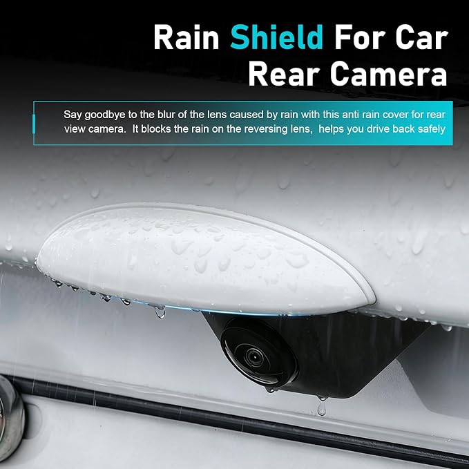 Car Rear View Camera Cover, Waterproof ABS Wider Reversing Camera Shield, Anti-rain Anti-Glare Backup Lens Guard, Self-Adhesive Modification Accessory for Most Cars (White) - Image 6