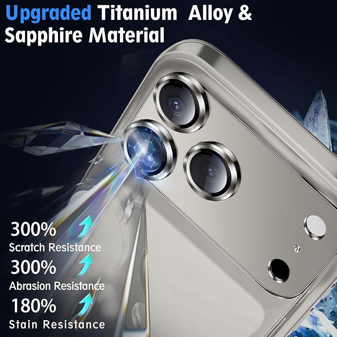 SiHPuoy 2pcs Camera Lens Protector for iPhone 17 Pro, Tempered Glass, Grey | 9H+ Hardness, Military Grade Shatterproof, Anti-Scratch, Case Friendly, HD Metal Camera Cover, Does not Affect Night Shots - Image 3