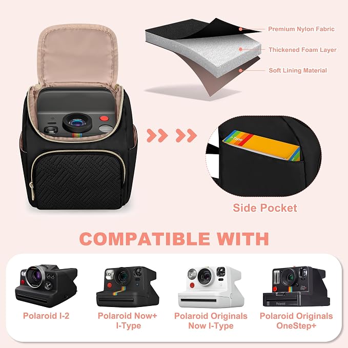 Camera Sling Bag Compatible with Polaroid Now, Flip, Now+, Go Gen2 | Crossbody Camera Case with Adjustable Strap, Multiple Pockets for Instant Film Camera Bag, Protective Carrying Bag - Image 2