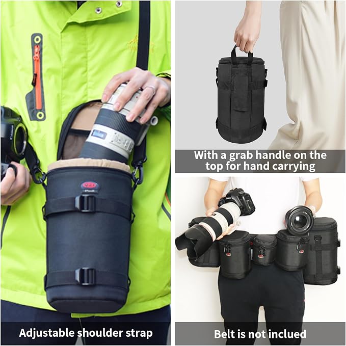 Camera Lens Case,Fits 6.70"x10.63" DSLR Lens,Protective Carry Pouch | Soft Padded Lens Bag with Zippered Closure, Dustproof and Water-Resistant, Fits Pentax, Olympus, Panasonic & More - Image 6
