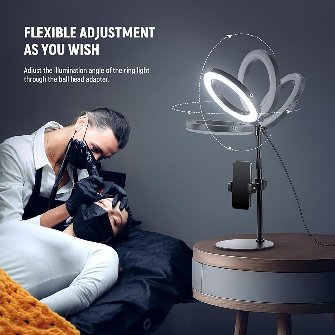 NEEWER 12" 24W High Power Desk Ring Light with Stand/Phone Holder, LED Selfie Video Conference Lighting for iPhone Streaming Makeup Vlog Recording Laptop Computer Webcam Zoom Call Podcast, RH12B - Image 7